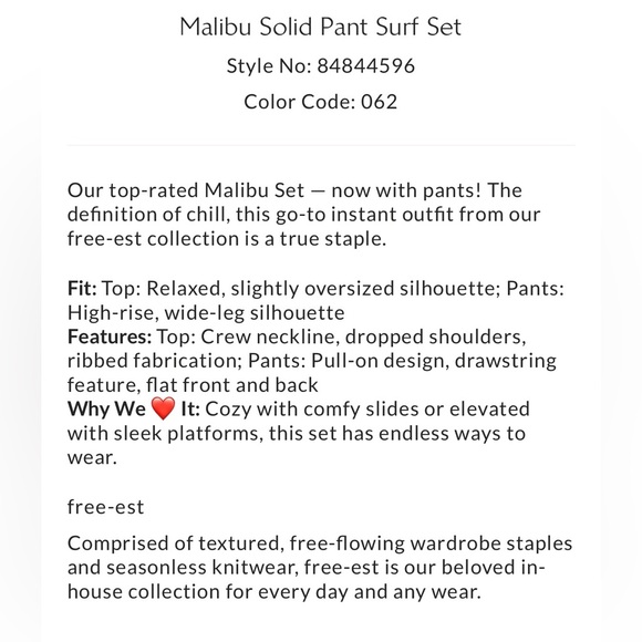 NWT FREE PEOPLE BEACH MALIBU SOLID PANT SURF SET IN PINK SIZE XS - Picture 4 of 14